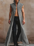 Mens Irregular Hem Textured Sleeveless Cardigan SKUL05546