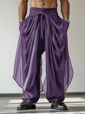 Mens Solid Color Pleated Asymmetrical Pant SKUL04377