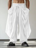 Mens Solid Color Pleated Asymmetrical Pant SKUL04377