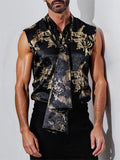 Mens Color-Block Print Tie-Up Tank SKUL07025