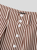 Mens Striped Button Design Drop Crotch Pants SKUK41873