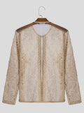 Mens New Chinese Style Jacquard See Through Cardigan SKUK48608