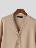 Mens Solid Button Front Casual Knit Cardigan SKUK34526