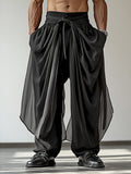 Mens Solid Color Pleated Asymmetrical Pant SKUL04377