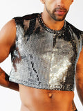 Mens Bright Silver Back Mesh Crop Top SKUI98342