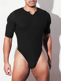 Mens Sexy Notch Neck Half Sleeve Bodysuit SKUJ41020