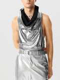 Mens Glitter Cowl Neck Hooded Crop Top SKUK23174