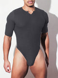 Mens Sexy Notch Neck Half Sleeve Bodysuit SKUJ41020